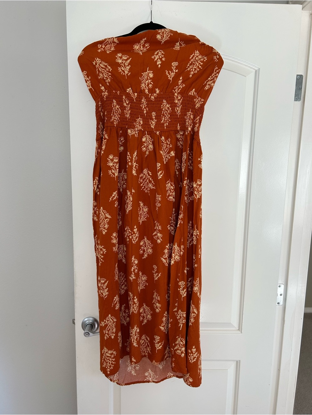 Cupshe One-Shoulder Rust-Brown Floral Midi Dress